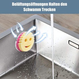 Yoljun Stainless Steel Smiley Face Sponge Daddy Holder, Sponge Holder with Suction Cup, Keep Happy Face Sponge Clean and Dry, Kitchen Organiser No Sponges Included, No Drilling Required