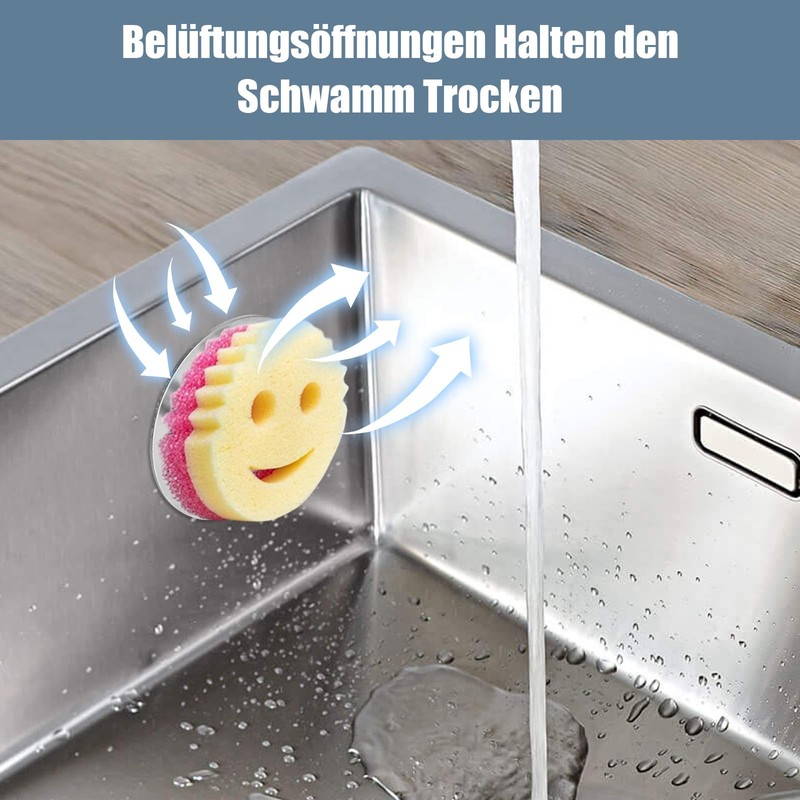 Yoljun Stainless Steel Smiley Face Sponge Daddy Holder, Sponge Holder