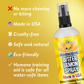 Bodhi Dog Bitter Lemon Spray - Anti-Chew Spray for Dogs, Cats, Puppies, & Kittens- Training Aid for Chewing - Safe & Non Toxic - Ideal for Pet Behavioral Training - Made in USA (8 Fl Oz)