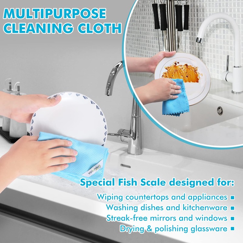 Streak Free Miracle Cleaning Cloths Easy Clean Nanoscale,Fish Scale Microfiber