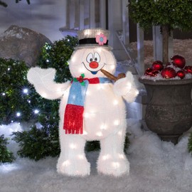 Gemmy Holiday Tinsel Yard Sculpture Frosty w/Pipe 28" WB, Multicolored