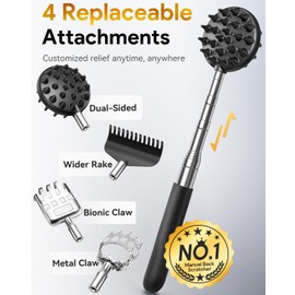 TUKUOS Telescoping Back Scratcher with 5Pcs Detachable Heads, Valentines Day Gifts for Him Men, Larger Scratching Tips, Anniversary Birthday Gifts for Men Women Back Scratcher for Men/Dad/Women/Adults