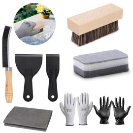 10 Pcs Headstone Cleaner Kit for Grave Cleaning Granite and Stone Daily Cleaner Includes Cloth Bristle Crevice Brush Scrub Brush Cleaning Sponge Disposable & Labor Protection Gloves Plastic Scraper