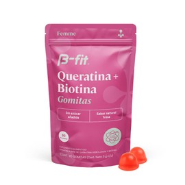 Fit Gomitas Biotina Queratina Piezas Sabor Fresa Suplemento Alimenticio Inulina Pectina Monk Fruit Colágeno Azúcar