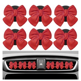 KVAEY 9 PCS Pink Bow Car Air Freshener, Automotive Cute Pink Bow Air Outlet Clips with Scent Pieces, Universal Coquette Car Air Vent Diffuser for Women and Girls (Red)