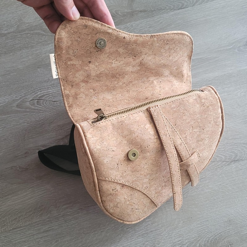 Cork Saddle bag Sling Crossbody (Beige)