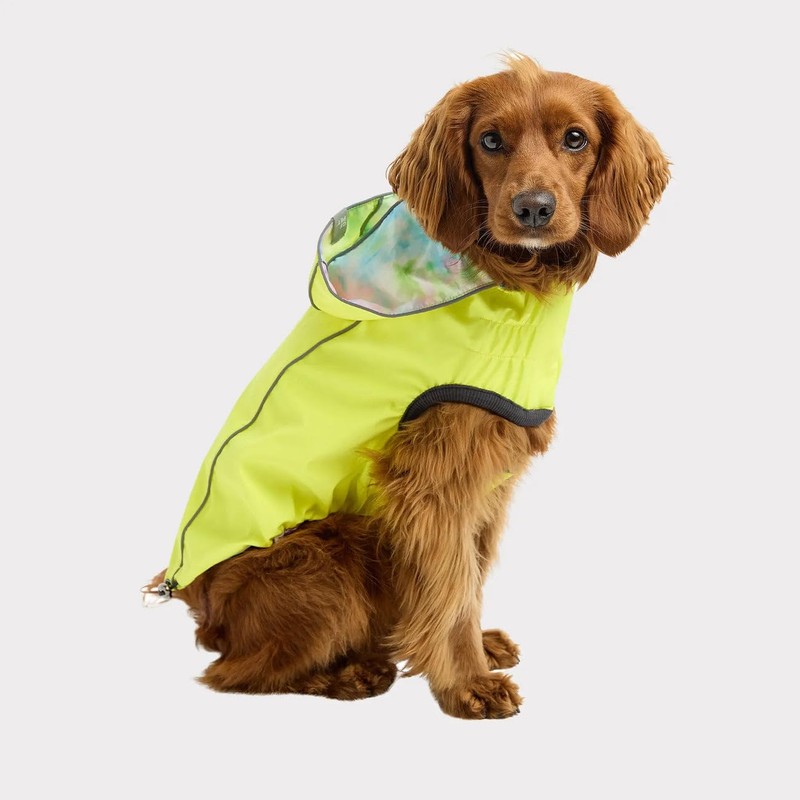 GF Pet Reversible Raincoat - Neon Yellow with Tie Dye