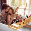 Premium Expandable Bamboo Bathtub Tray Caddy - Fits Most Bath