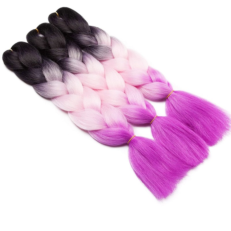 Braiding Hair Extensions 6pcs/pack Jumbo Braids Ombre 5 Rainbow Color