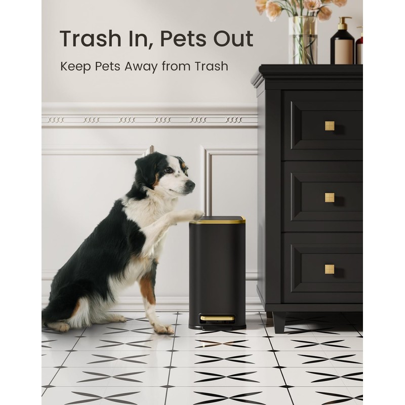 Cesun Small Bathroom Trash Can with Lid Soft Close, 5