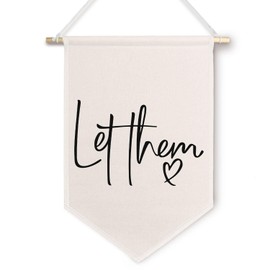 ChissNook Let Them Canvas Banner, Inspirational Motivational Hanging Pennant Banner Flags Wall Display, Positive Affirmation Quote Wall Decor for Home Bedroom Office (White)