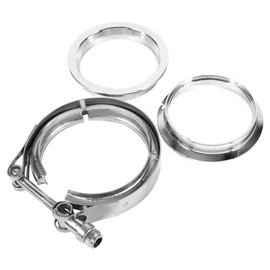 BOROCO V Band Clamp Kit, 3" Stainless Steel V-Band Clamp Turbo Downpipe Exhaust Clamp with 2 Flange Kit Turbo Exhaust Downpipe Stainless Steel Inner/Outer Flange