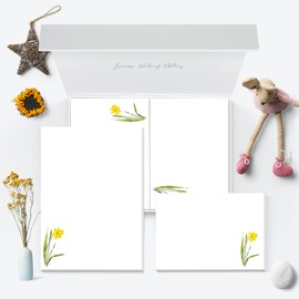 Me Loovely Yellow Daffodil Letter Writing Paper and Envelopes Sets A5 Size Letters Papers Stationery Supplies | Christmas Gifts (Multipack of 20)