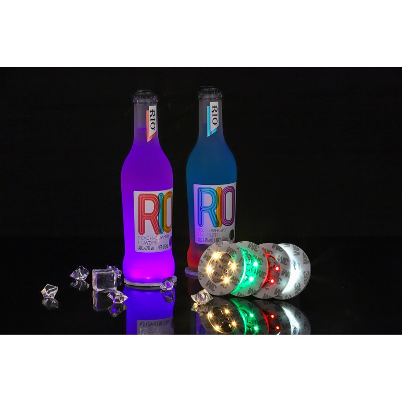 HANCIRCLE LED Coaster Blue,12 Pack Light Up Coasters,LED Sticker Lights,Wine