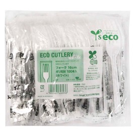 Yanagi Products Y-304 Fork, 6.3 inches (16 cm), Pack of 100, Poly-Enclosed, Biomass, White