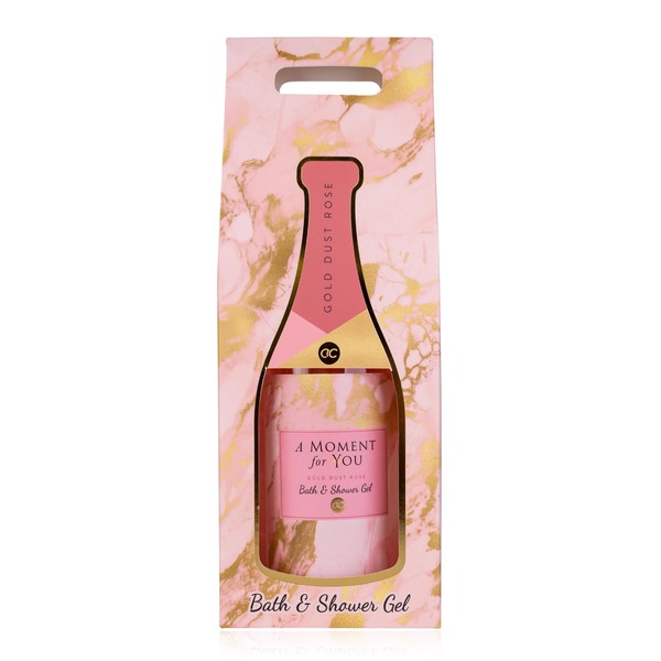 Accentra Bath & Shower Gel A Moment For You in Bottle with Gift Box Champagne Effect 300 ml Gold Dust Rose Refillable Pink / Gold