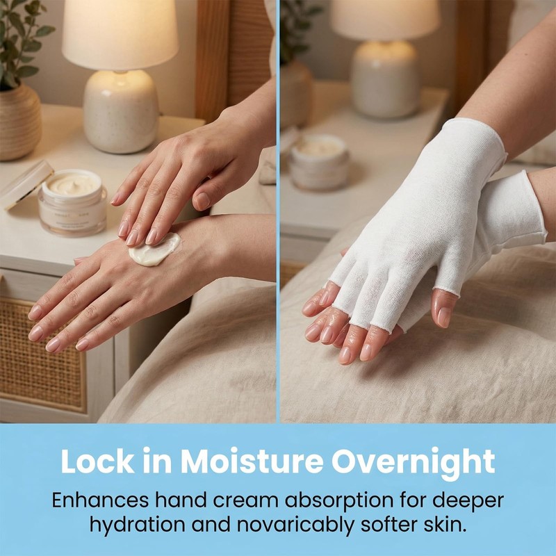 HJZHII 6 Pairs White Fingerless Gloves, White Cotton Gloves for