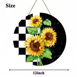 Welcome Sign Front Door Decoration Sunflower Rustic Door Sign Round Wood Wreaths Wall Hanging Outdoor, Farmhouse, Porch, For Spring Summer Fall Decor Decoration For Garden Office Home Shop12x12inch