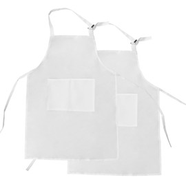 2 Pcs Kids Apron for Cooking Age 3-6, Adjustable Children Aprons with 2 Large Pockets, Convenient Child Artist Aprons for Boy Girl Painting,Toddler Chef Bib Apron for Kitchen Crafting Baking?White?