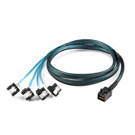 YIWENTEC Internal HD Mini SAS (SFF-8643 Host) to 90 Degree 4 SATA (Target) Hard Drive Cable (8643 SATA 90 Degree 1M)