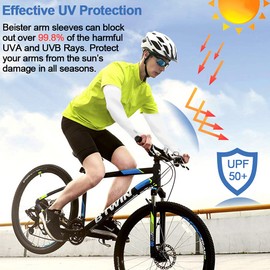 Beister 3/6 Pairs Sun UV Protection Cooling Arm Sleeves for Women Men, Long Arm Cover for Cycling, Driving, Sports (One size fit all, 3-Pairs White)