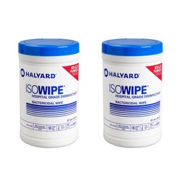 HALYARD ISOWIPE - Hospital Grade Cleaning Wipes 2 Canisters (75 Sheets/Canister)