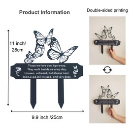 SWEEARTH - Decoraciones de tumbas para cementerio, expresa tu amor eterno, decoraciones de cementerio de artesanía fina para tumba - Elegante marcador de jardín de mariposas con estacas - Marcadores
