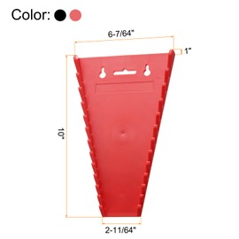 HARFINGTON 10pcs Magnetic Wrench Organizer, 12-Slot Each Wrench Holder, Wrench Rack Tray Storage For Tool Box, For Wrenches with Size SAE:1/4" - 15/16" Metric 6mm-24mm, Black,Red