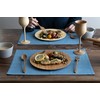 RIVERET RV-406BSF Dinner Plate, Large Cutlery Set, Bamboo Dishwasher-Safe, Brown