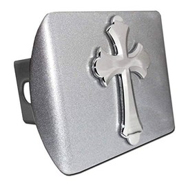 Scalloped Cross Brushed Metal Hitch Cover