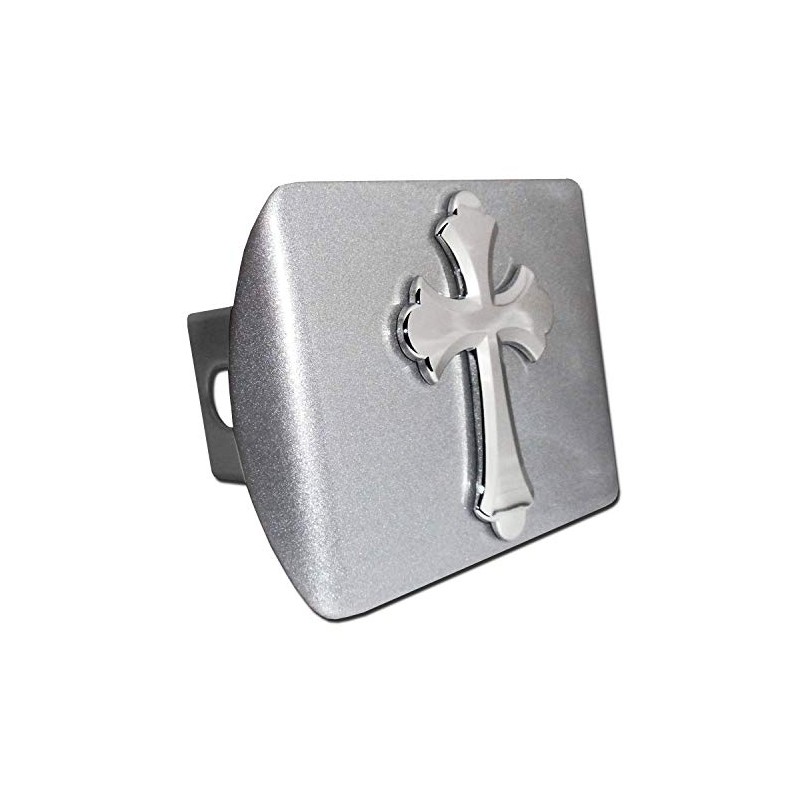 Scalloped Cross Brushed Metal Hitch Cover