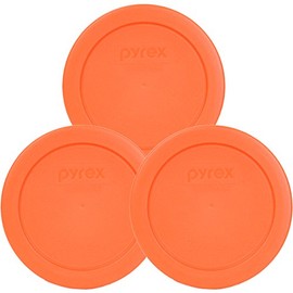 Pyrex 7200-PC 2-Cup Orange Food Storage Replacement Lid (3-Pack) - Made in USA