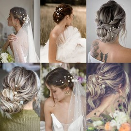30 horquillas para el pelo de perlas de boda para novias, elegantes horquillas de perlas de diamantes de imitación, accesorios para el cabello para novias, damas de honor y mujeres (plata)