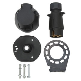 7 Pin Trailer Plug Socket with Gasket Bracket Kit Wiring Harness Connector for Motorboat RV