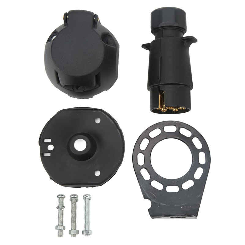 7 Pin Trailer Plug Socket with Gasket Bracket Kit Wiring