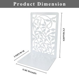 CIGAA Book Ends for Shelves, 1 Pair Heavy Duty Bookends Metal Book Holder Anti Slip Book Stopper for Home Office Library, White