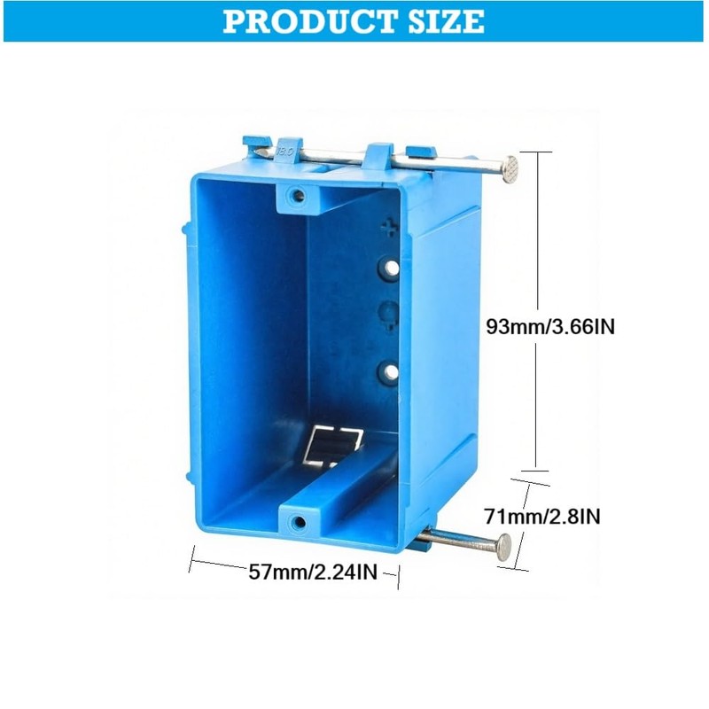 5-Pack-1-Gang PVC Electrical Outlet Box, 18 cu in Blue Switch