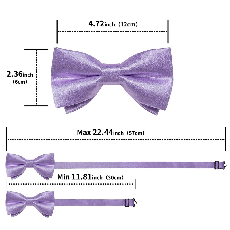 DiBanGu Mens Lavender Bow Ties Solid Color Ajustable Pre-tied Bowtie