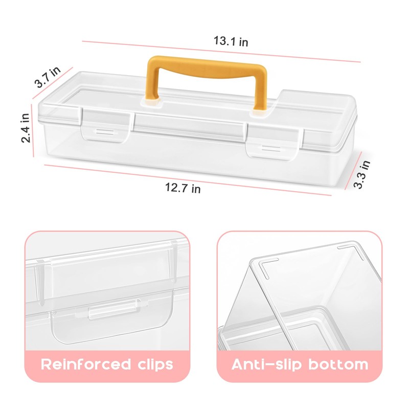 Vowcarol Paint Brush Case Portable, Long Paint Brush Storage Box,
