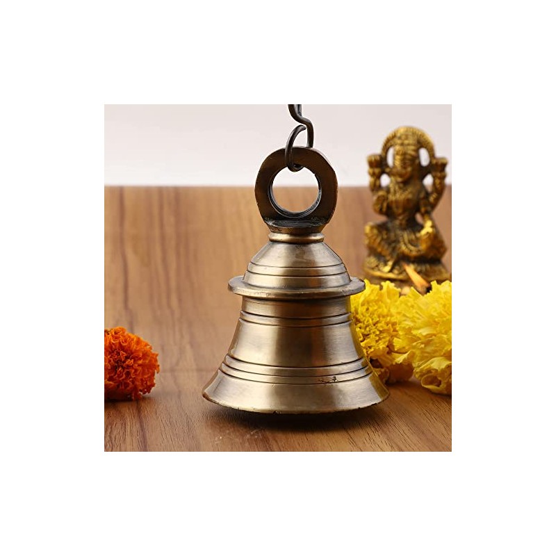 UAPAN Brass Decorative Wall Hanging Bell with Chain & Hook