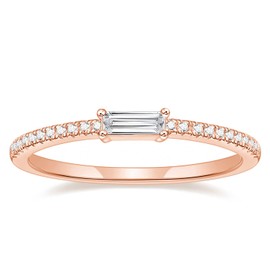 TIGRADE 1.5mm Eternity Ring Baguette Cubic Zirconia Anniversary Ring CZ Pave Wedding Band for Women Size 3-11, Rose Gold, Size 7