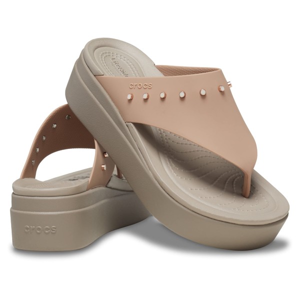 Crocs Women's Brooklyn Platform Flip Flops, Cork/Mushroom, Numeric_10