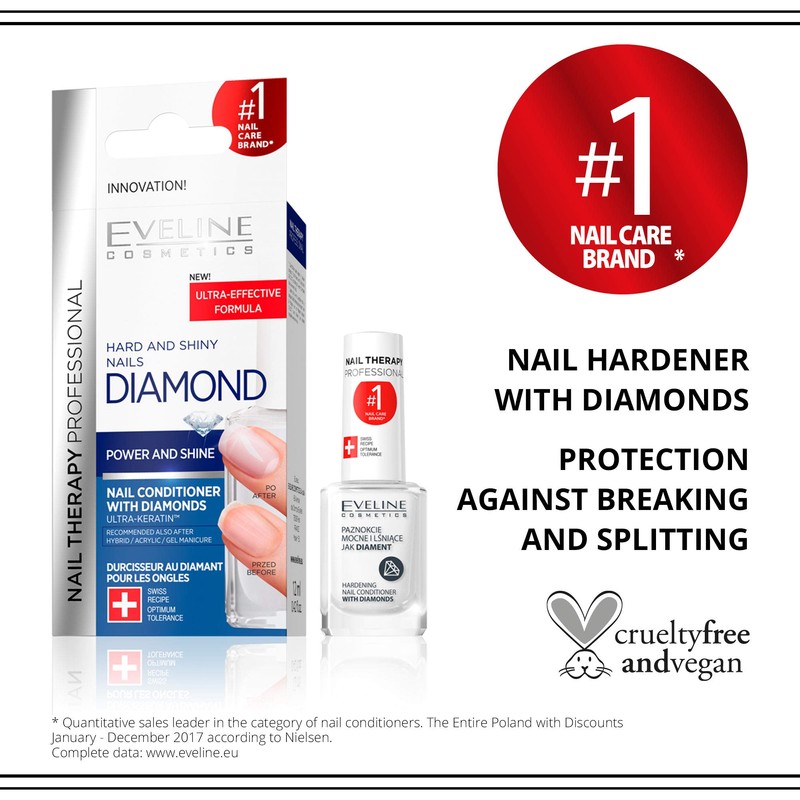 Eveline Cosmetics Professional Diamond Nail Hardener Conditioner with Diamonds, 12