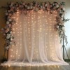 EMHOLDBU Champagne Tulle Backdrop Curtain with Lights String10x8ft Sheer Drapes