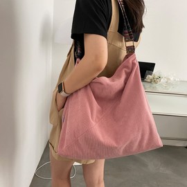 Makukke Handbag Women's Shoulder Bag, Cord Bags, Large Shopper Tote Bag, Shoulder Bag, Casual Crossbody Bag for School, Office, Work, Travel, Excursion, Shopping, pink, Retro