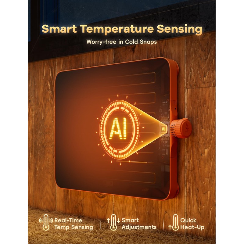 Smart Chicken Coop Heater, 200 Watts Chick Heater Built-in Adaptive