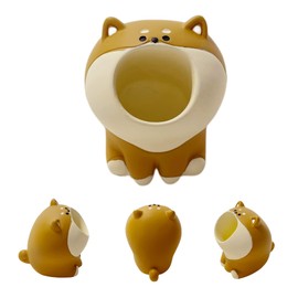 HUSSATOP Cute Small Pen Pencil Holder, Kawaii Resin Cat Dog Dinosaur Rabbit Animal Paper Clip Toothbrush Mini Storage Organizer Office Desk Decorations