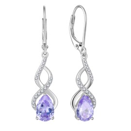 Lwsary Infinity Alexandrite Drop Dangle Earrings 925 Sterling Silver Teardrop Leverback Earrings June Birthstone Jewelry Gifts for Women