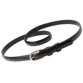 BENADON Women's Thin Belt, Large Size, Adjustable, Slim, Leather, Stylish, Elegant, Casual, Business, Suit, Dress, Skirt, Waist Mark, Black, White, Black