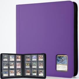 Top Loader Binder for Cards (Clear Window), Holds 288 Cards in 3"x4" Toploaders, Trading Card Binder 9 Pocket for TCG, MTG, YGO, Game Cards, Sports Cards(Purple)